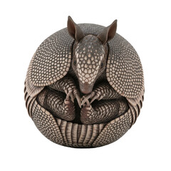 Armadillo curled in ball isolated on black
