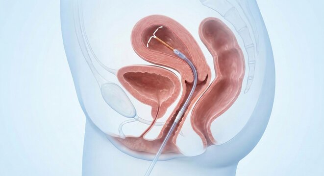 Intrauterine Device IUD Contraception System in Female Reproductive Organs.