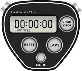 Fototapeta premium Digital Stopwatch Vector Illustration with 0.01s Least Count and Functional Buttons