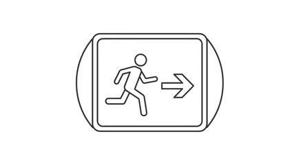 Fototapeta premium Emergency Exit Direction Sign with Running Figure Icon, Building Evacuation Guidance System, Fire Safety Compliance Symbol, Workplace Protection Standard Vector Illustration 