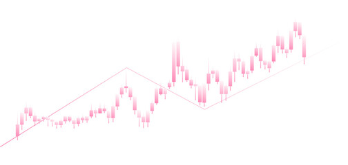 Obraz premium Pink White Candlestick Trading Market Growth Chart Isolated on Transparent Background