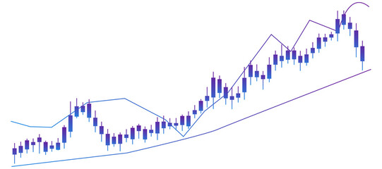 Obraz premium Blue Purple Financial Stock Market Candlestick Chart Graph isolated on transparent background