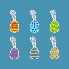 Colorful Easter Egg Keychain Stickers Collection