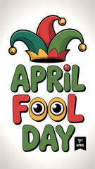 Fototapeta premium Playful April Fool's Day announcement with jester hat and whimsical lettering
