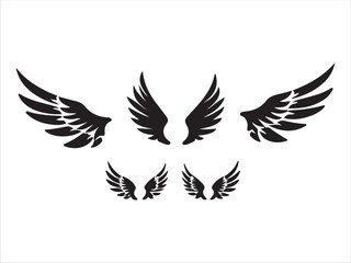 Obraz premium Five stylish black wing graphic designs arranged in symmetrical pattern