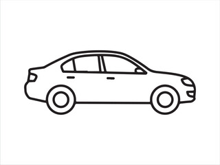 Naklejka premium Simple line drawing of a sedan car side view illustration
