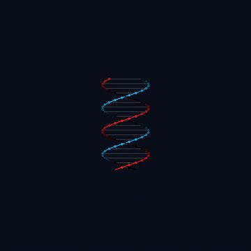 Gradient rotating DNA double helix animation