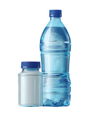 Naklejka premium opened plastic water bottle PNG, cap next to bottle, transparent clean