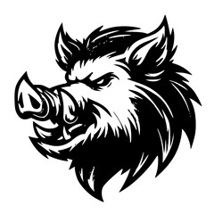 Fototapeta premium Vector head pig , vector illustration of a pig , silhouette of a pig
