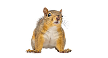 Isolated squirrel standing upright, looking up at something with cute, innocent face © Cedric