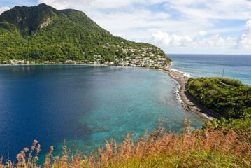 View at the fishervillage of Scotts Head in Dominica island