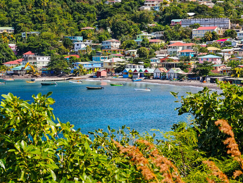 View at the fishervillage of Scotts Head in Dominica island
