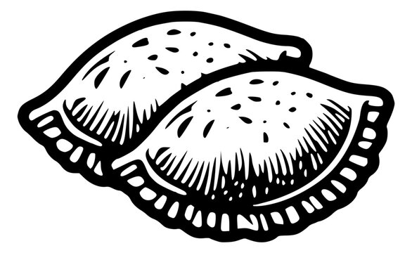 Empanadas pastries sketch food icon black