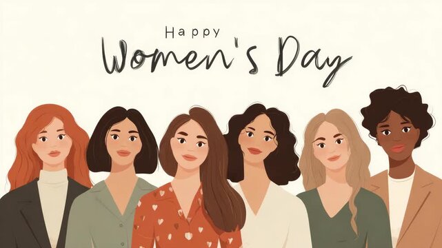 international womens day 8th march group of proud women illustrated animation