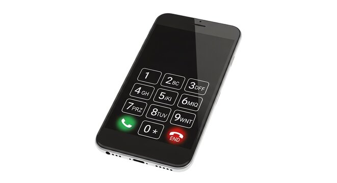 Smartphone with numeric keypad and call buttons