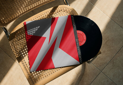 Mockup Of Customizable Lp Cover And Vinyl Record