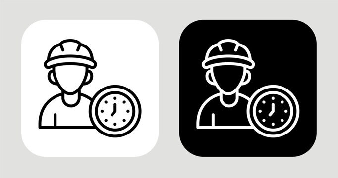 Workforce Age Icon In Black and White Line Style