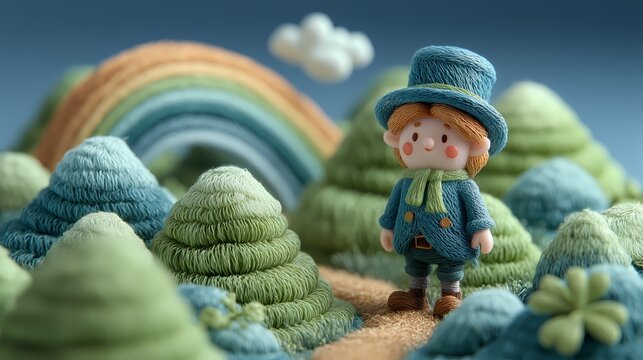 Cool Leprechaun Vinyl Toy in 3D Pop Art Style, Saint Patrick's Day Celebration Concept