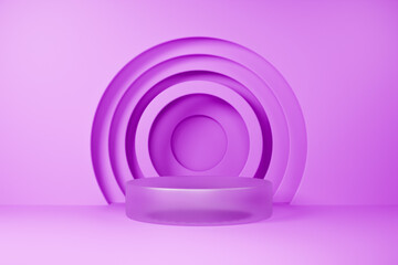 Fototapeta premium Purple concentric circle podium for artistic product display