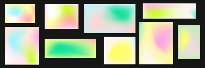 A set of  soft spring backgrounds with a gentle gradient, in pastel colors, a simple natural sky gradient.