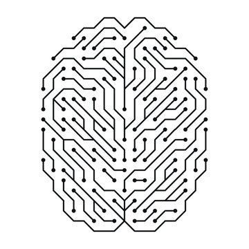 Circuit board brains show technology and creativity in a unique design using lines and patterns to form a brain shape