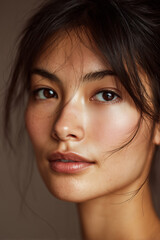 Fototapeta premium Close-up Portrait of Beautiful Young Asian Woman with Natural Skin and Confident Gaze