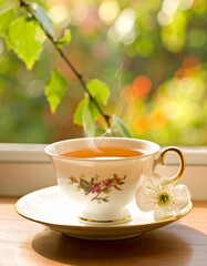 Fototapeta premium cup of tea with flowers