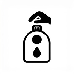 Obraz premium Black perfume bottle icon with drop and cap isolated on white background minimal design