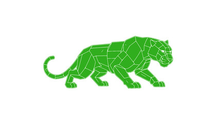A modern low polygon panther illustration in green color, suitable for wildlife themes, sports mascots, logo design, and powerful branding concepts.