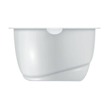 Plastic container template for dairy products, suitable for various projects and product presentation, without labels and with a simple design