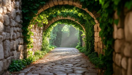 Ancient Stone Archway with Soft Morning Light