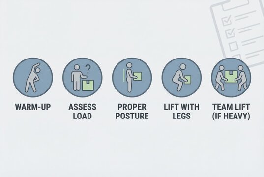 Comprehensive guide to safe lifting techniques promoting efficiency, strength development, and injury prevention in workplace settings conveying essential ergonomic practices