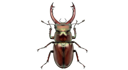 Isolated Stag Beetle insect close-up with large jaws in vibrant hues of green and iridescent brown © Andrei