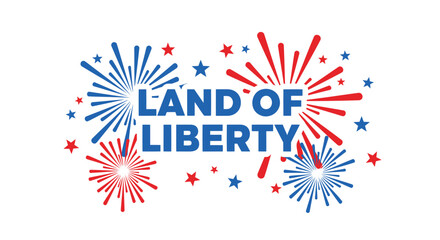 Obraz premium Patriotic icon collection. Includes liberty, freedom, fireworks, stars. Created in colorful style with red, white, and blue palette.
