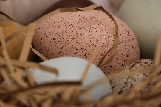 Artificial colorful artificial Easter eggs. Very decorative at Easter an other time of year