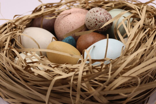 Artificial colorful artificial Easter eggs. Very decorative at Easter an other time of year