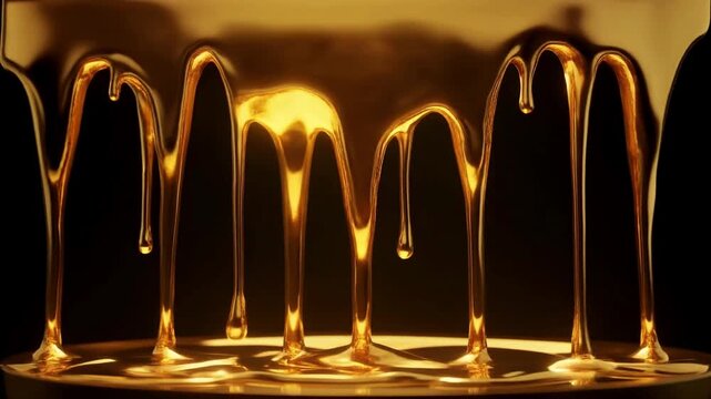 Mesmerizing Liquid Flow from Arched Tubes into Dark Basin, Capturing Elegant Droplets in Motion