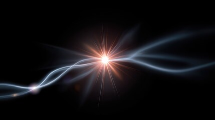 Fototapeta premium Abstract Light Beam with Sparkling Glow Against Dark Background, Ideal for Illustrations of Energy, Motion, and Futuristic Concepts