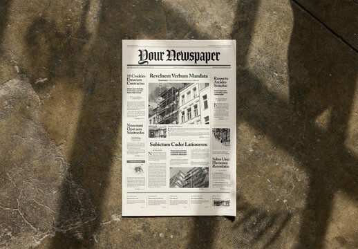 Mockup Of Customized Newspaper Front Cover