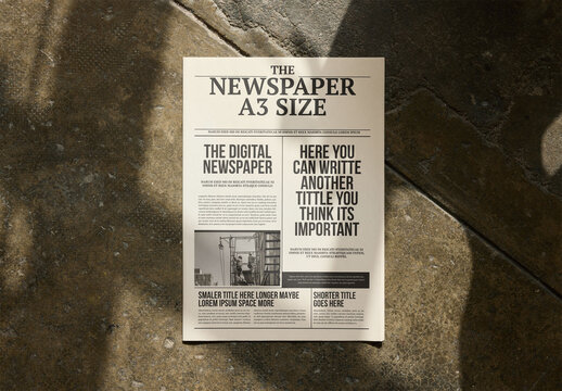 Mockup Of Customized A3 Newspaper Front Cover
