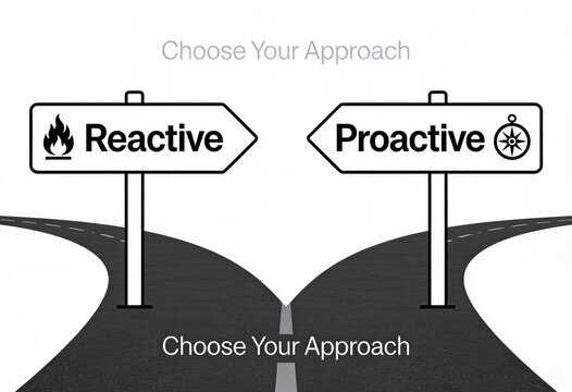 Choose your approach between reactive and proactive strategies to cultivate resilience and adaptability in a rapidly evolving landscape captured with clarity