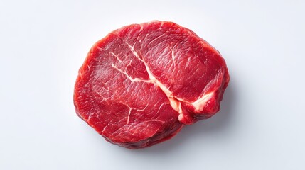 Fototapeta premium Fresh Red Raw Beef Steak Isolated on White Background Perfect for Culinary Artwork or Food Photography and Stock Image Usage