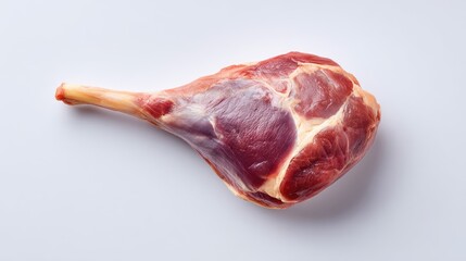 Fresh Raw Lamb Leg Cut Isolated on White Background Perfect for Culinary Arts and Food Preparation Imagery in Cooking and Recipe Concepts