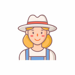 Obraz premium Woman wearing a hat in cartoon style, illustration