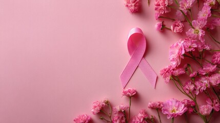 pink ribbon breast cancer health care concept
