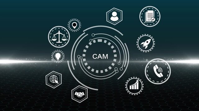 CAM Computer-aided manufacturing industrial technology automation concept.