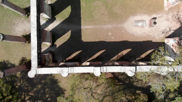 Beautiful aerial view of Old Sheldon Church and surrounding forest, South Carolina