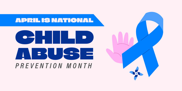 April is Child abuse prevention month horizontal banner, social media, web, poster,  background, awareness, vector