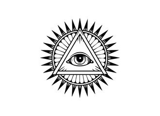 Eye of Providence Vector &ndash; All-Seeing Eye in Triangle with Sunburst Rays