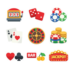 Casino game icons bundle for gambling enthusiasts